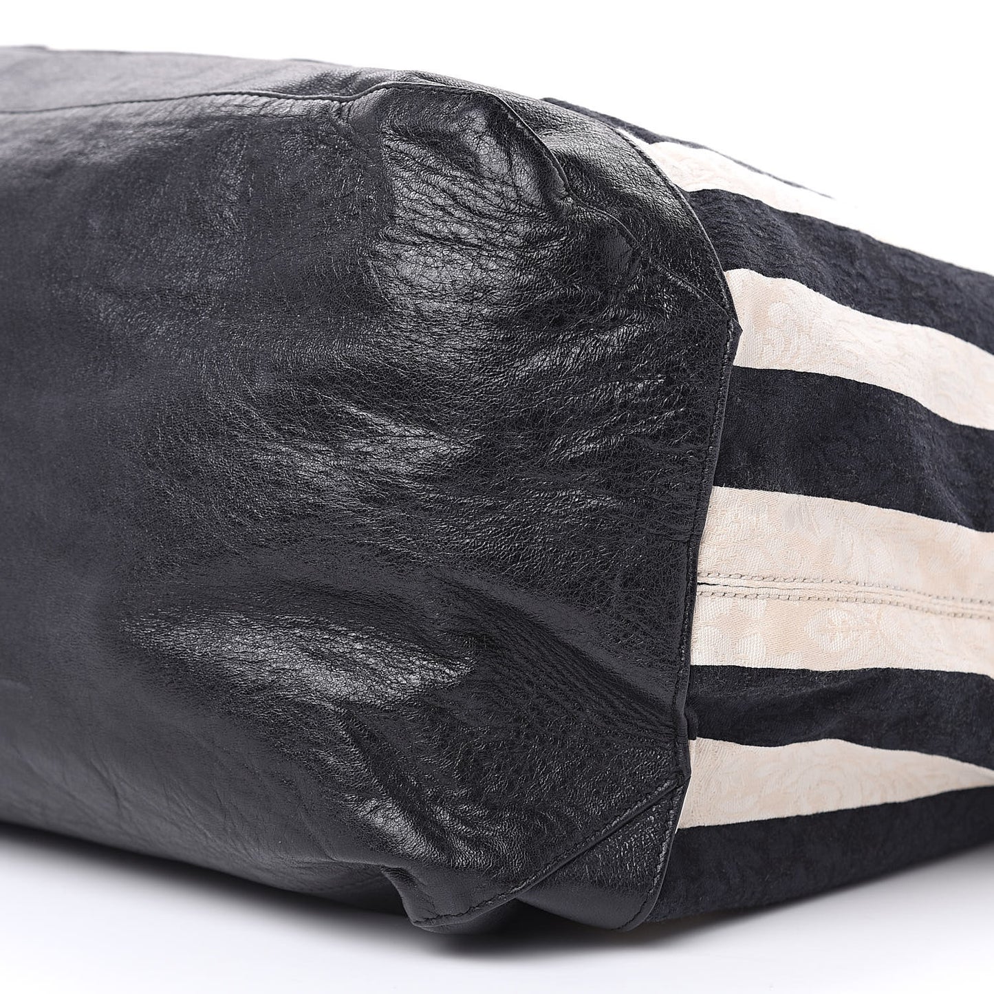 Agneau Damask Stripe Courier Black White