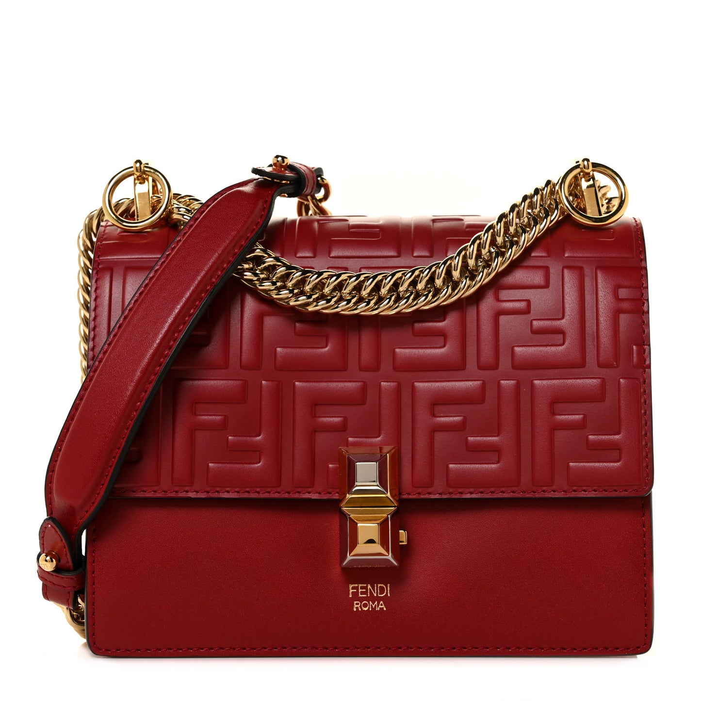 Vitello Liberty FF 1974 Embossed Small Kan I Shoulder Bag Fragola