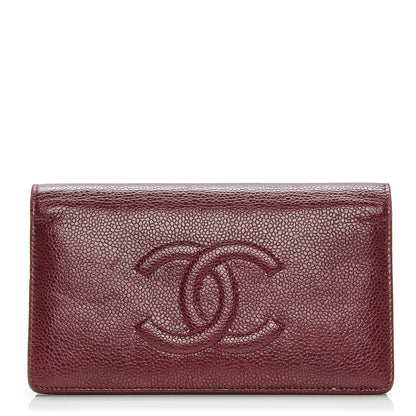 Chanel Caviar Timeless CC Yen Wallet Burgundy 1 of 11