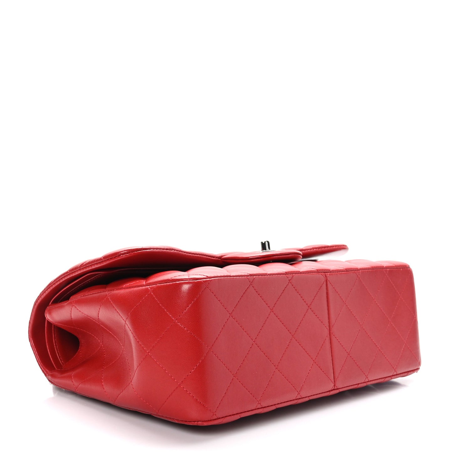 Lambskin Quilted Jumbo Double Flap Red