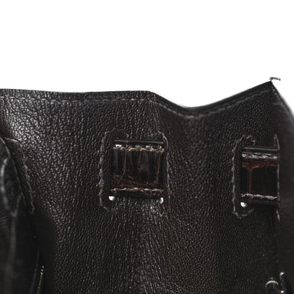 Hermes Shiny Niloticus Crocodile Kelly Sellier 28 Macassar 17 of 38