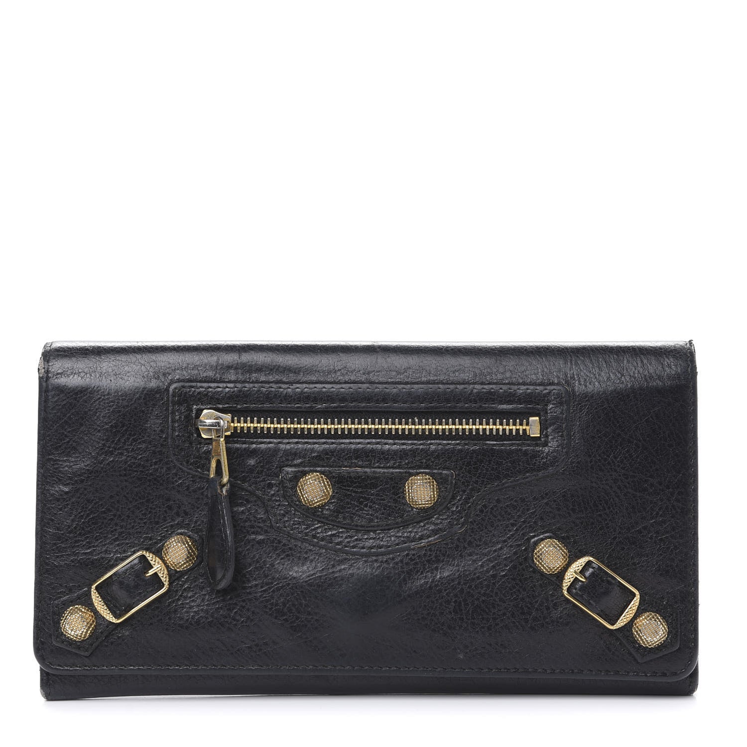 Balenciaga Agneau Giant 12 Gold Hardware Money Wallet Black 1 of 15