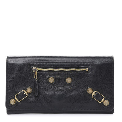 Balenciaga Agneau Giant 12 Gold Hardware Money Wallet Black 1 of 15