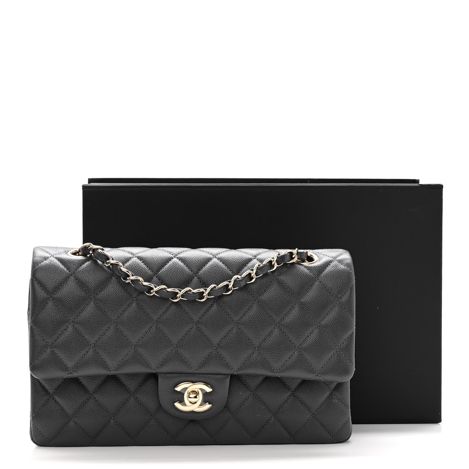 Chanel Caviar Quilted Medium Double Flap Dark Grey 11 of 11