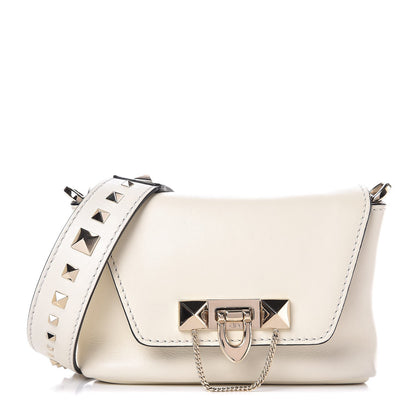 Valentino Garavani Calfskin Small Rockstud Demilune Crossbody Bag White 1 of 7
