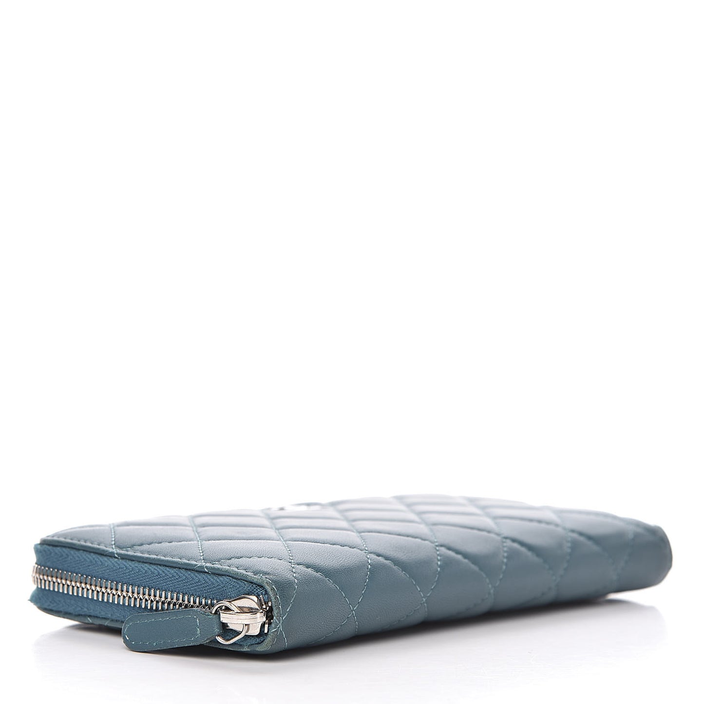 Lambskin Quilted Large Gusset Zip Around Wallet Turquoise