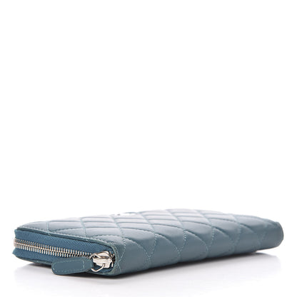Chanel Lambskin Quilted Large Gusset Zip Around Wallet Turquoise 4 of 15