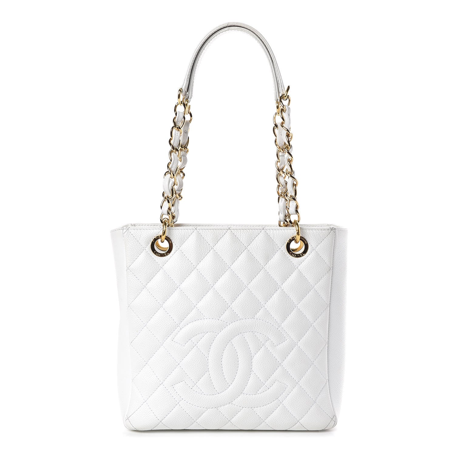 Chanel Caviar Quilted Petit Shopping Tote PST White 1 of 14