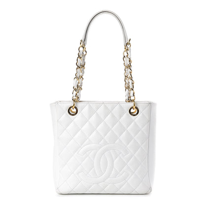 Chanel Caviar Quilted Petit Shopping Tote PST White 1 of 14