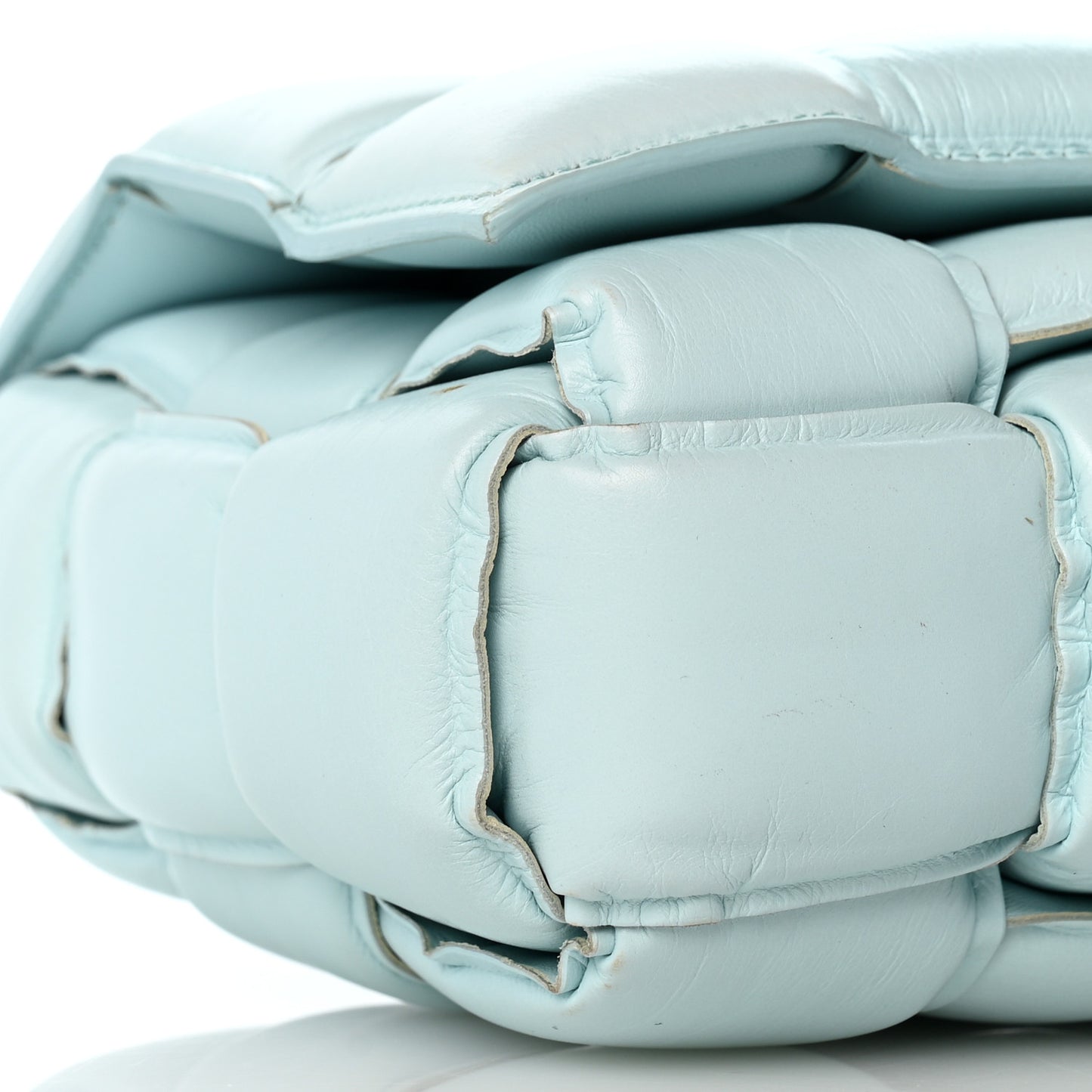 Paper Calfskin Maxi Intreccio Padded Cassette Crossbody Bag Ice