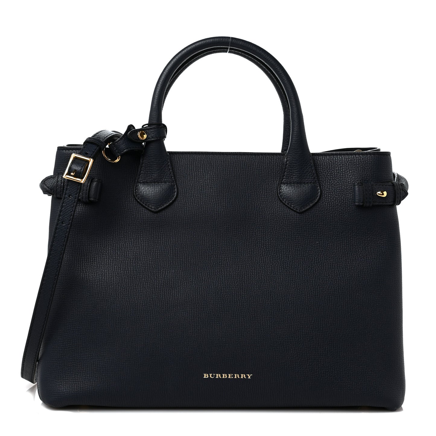 Derby Calfskin House Check Medium Banner Tote Ink Blue