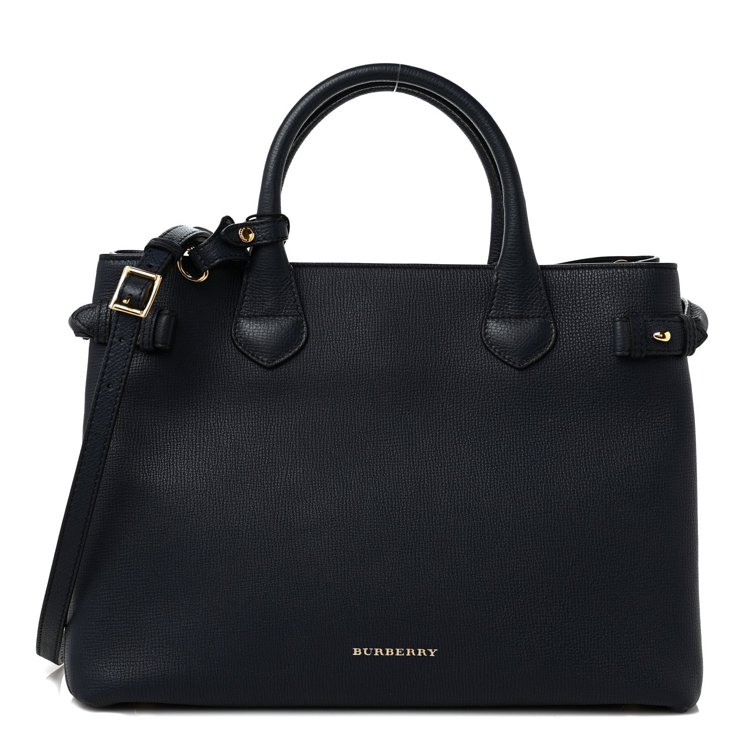 Burberry Derby Calfskin House Check Medium Banner Tote Ink Blue 1 of 10