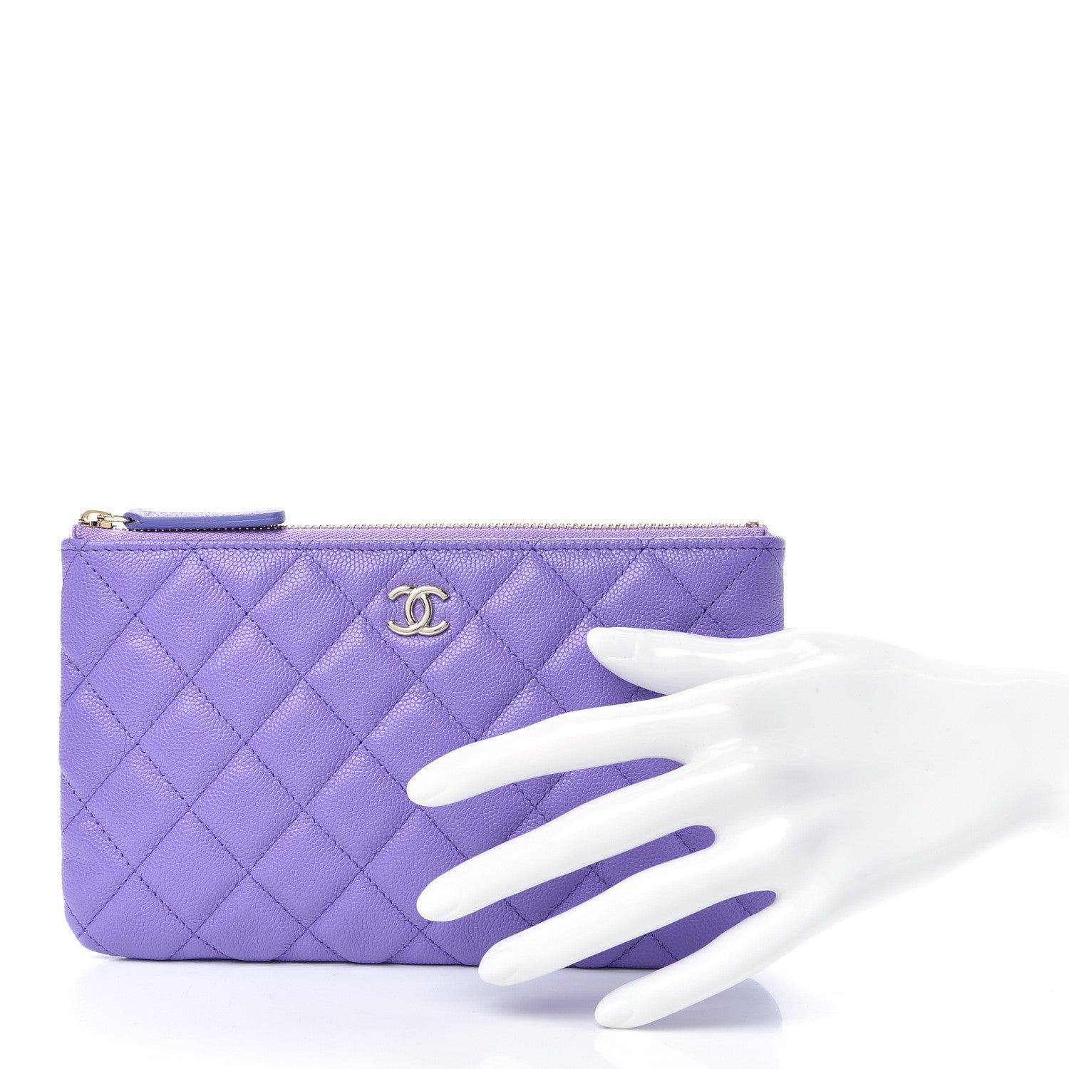 Chanel Caviar Quilted Small Zipped Pouch Purple 2 of 7