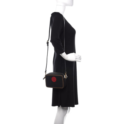 Fendi Vitello Century Matte Stamp Patch Bi-Color Mini Camera Case Black Maya Fragola 2 of 11