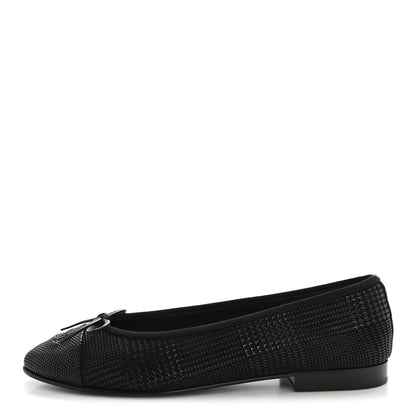 Chanel Suede Kidskin Cap Toe CC Ballerina Flats 39 Black 1 of 10