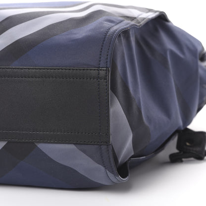 Burberry Nylon Check Small Buckleigh Packable Tote Navy Blue 10 of 12