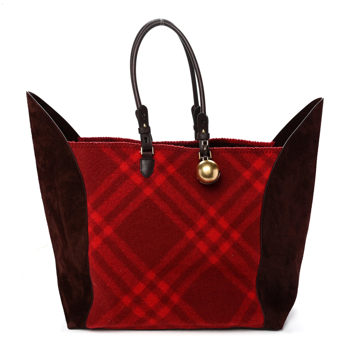 Suede Calfskin Wool Nova Check XL Shield Tote Ripple