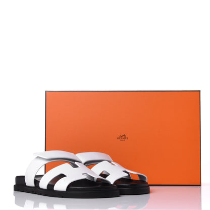 Hermes Calfskin Womens Chypre Sandals 38.5 White 11 of 11
