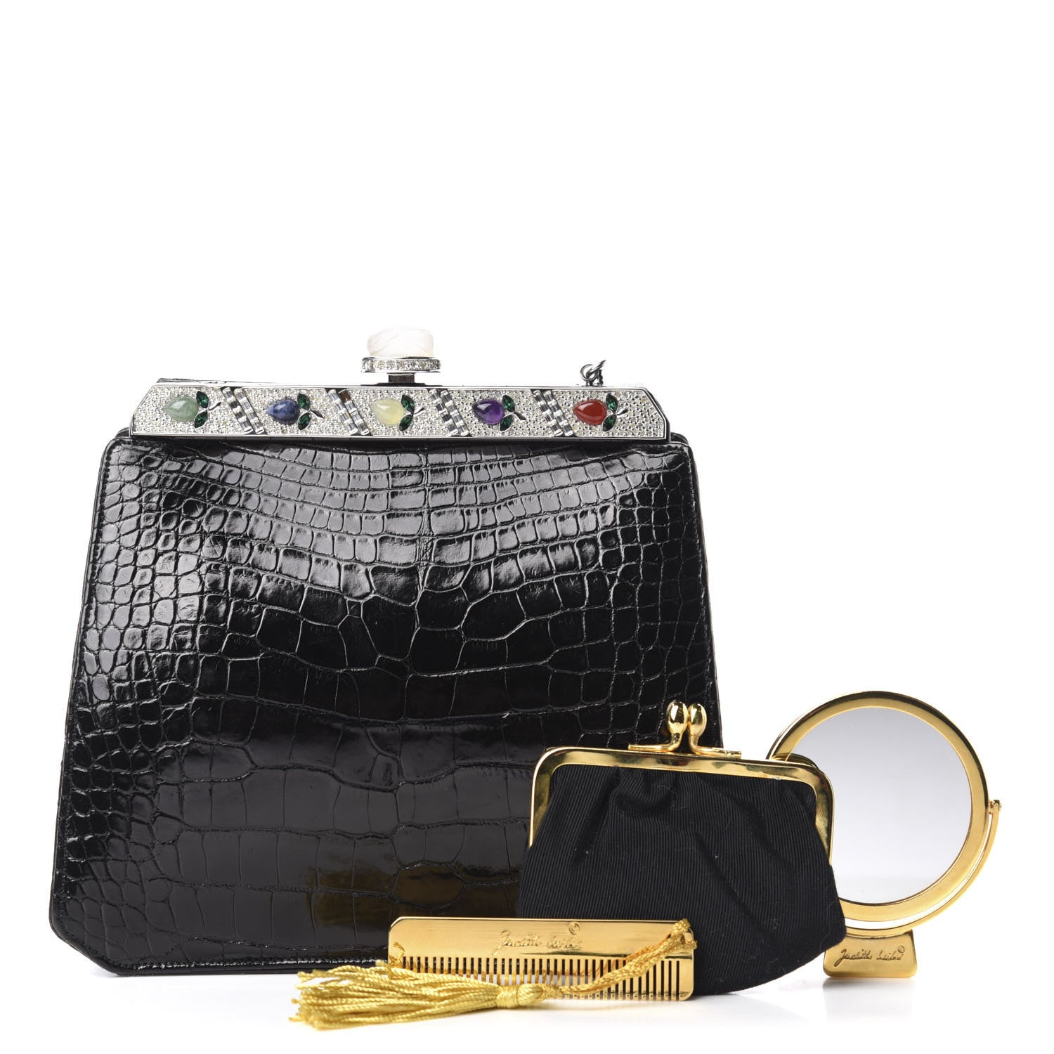 Judith Leiber Alligator Crystal Evening Bag Black 1 of 12