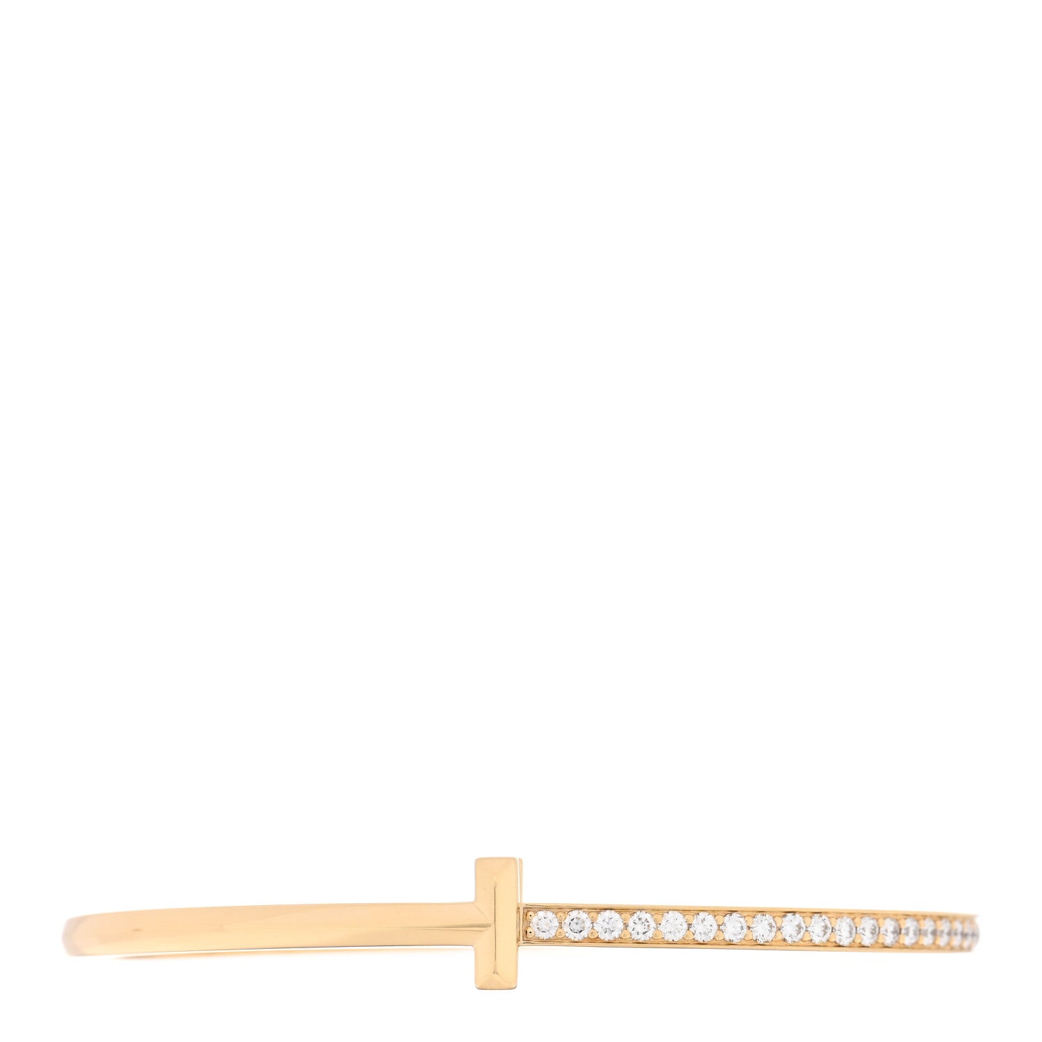 Tiffany 18K Yellow Gold Diamond Narrow T1 Hinged Bangle Bracelet 1 of 3