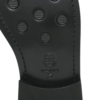 Chanel Calfskin Lace Up Logo Mid Calf Combat Boots 37 White Black 10 of 13