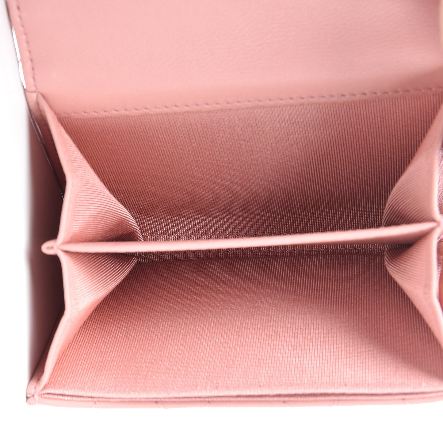 Lambskin Quilted Flap Card Holder Pink
