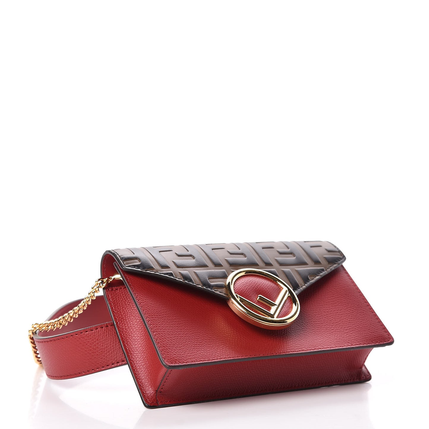 Vitello Cruise F is Fendi Bi-Color FF 1974 Embossed Envelope Belt Bag Maya Black Fragola