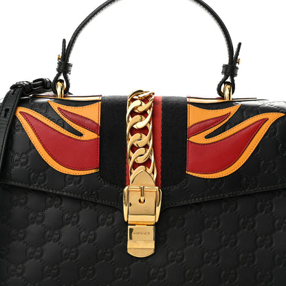 Gucci Guccissima Signature Medium Sylvie Top Handle Bag Black 8 of 11