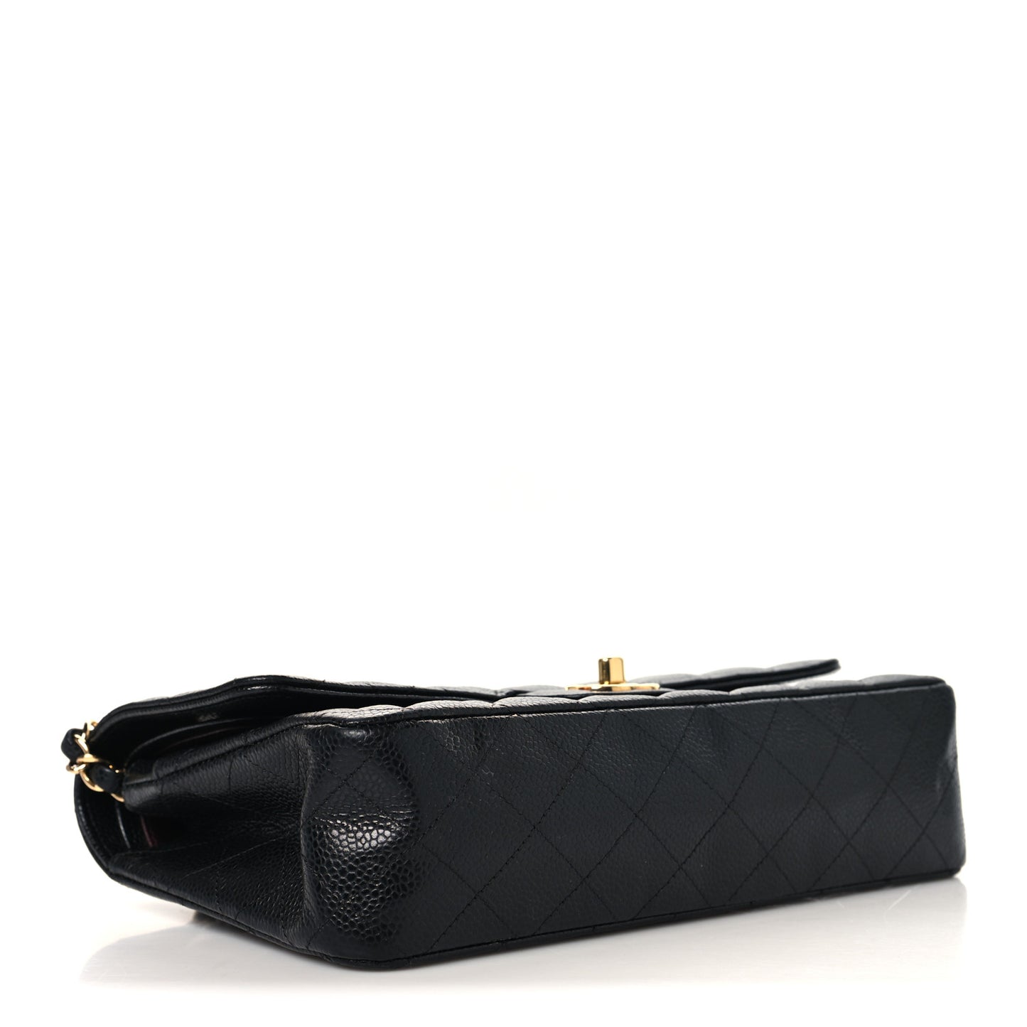 Caviar Quilted Medium Double Flap Black