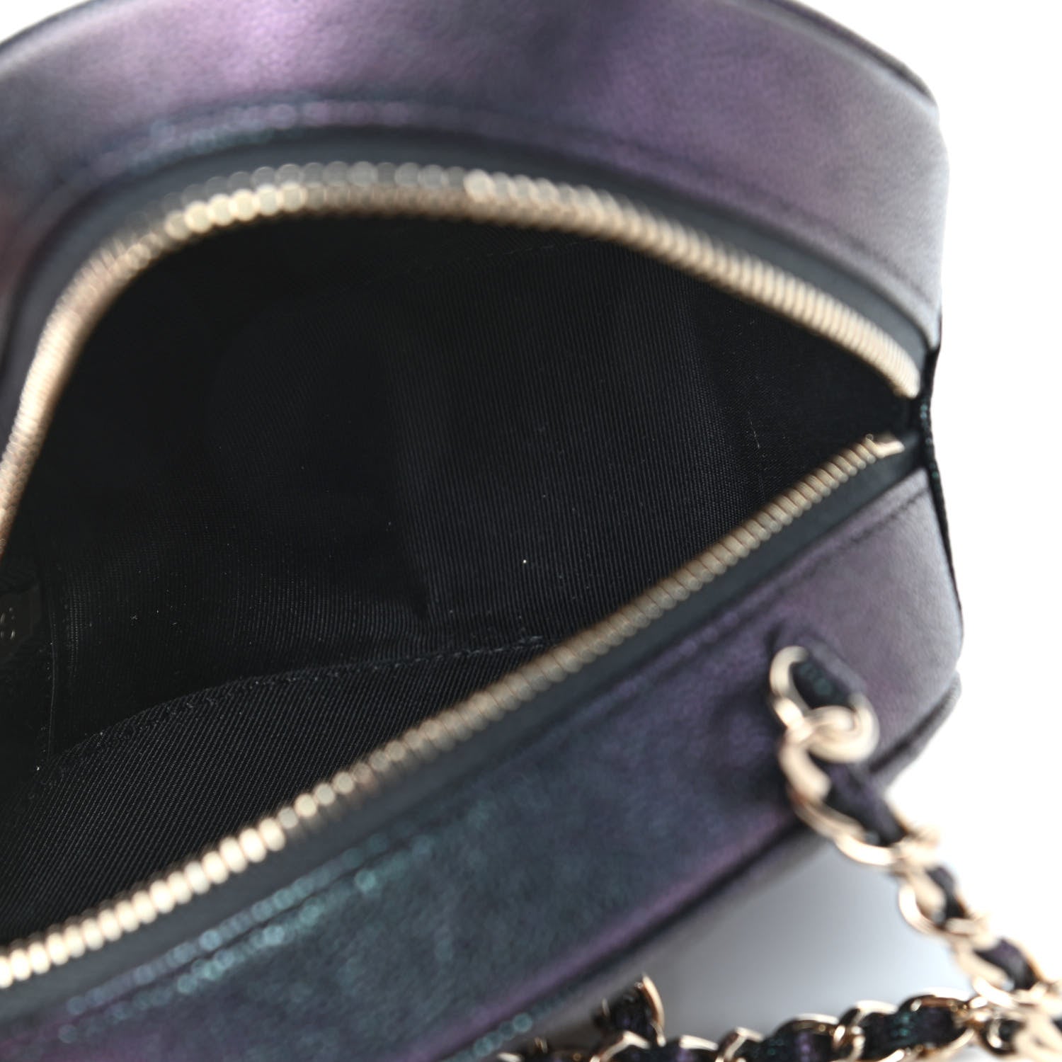 Chanel Iridescent Caviar Quilted Round Clutch With Chain Black 4 of 4