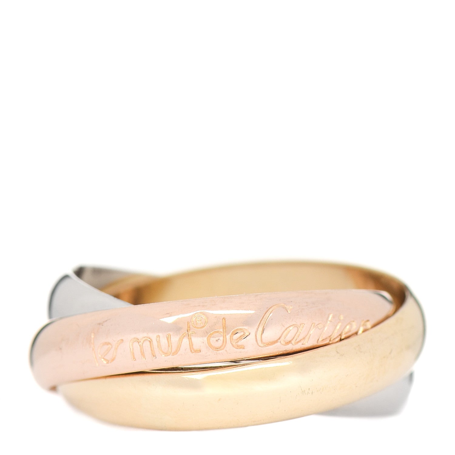 Cartier 18K Pink Yellow White Gold Classic Les Must De Cartier Trinity Ring 54 6.75 1 of 5