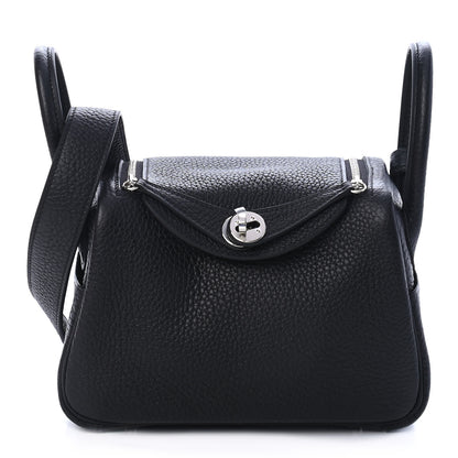 Hermes Taurillon Clemence Mini Lindy 20 Black 1 of 9