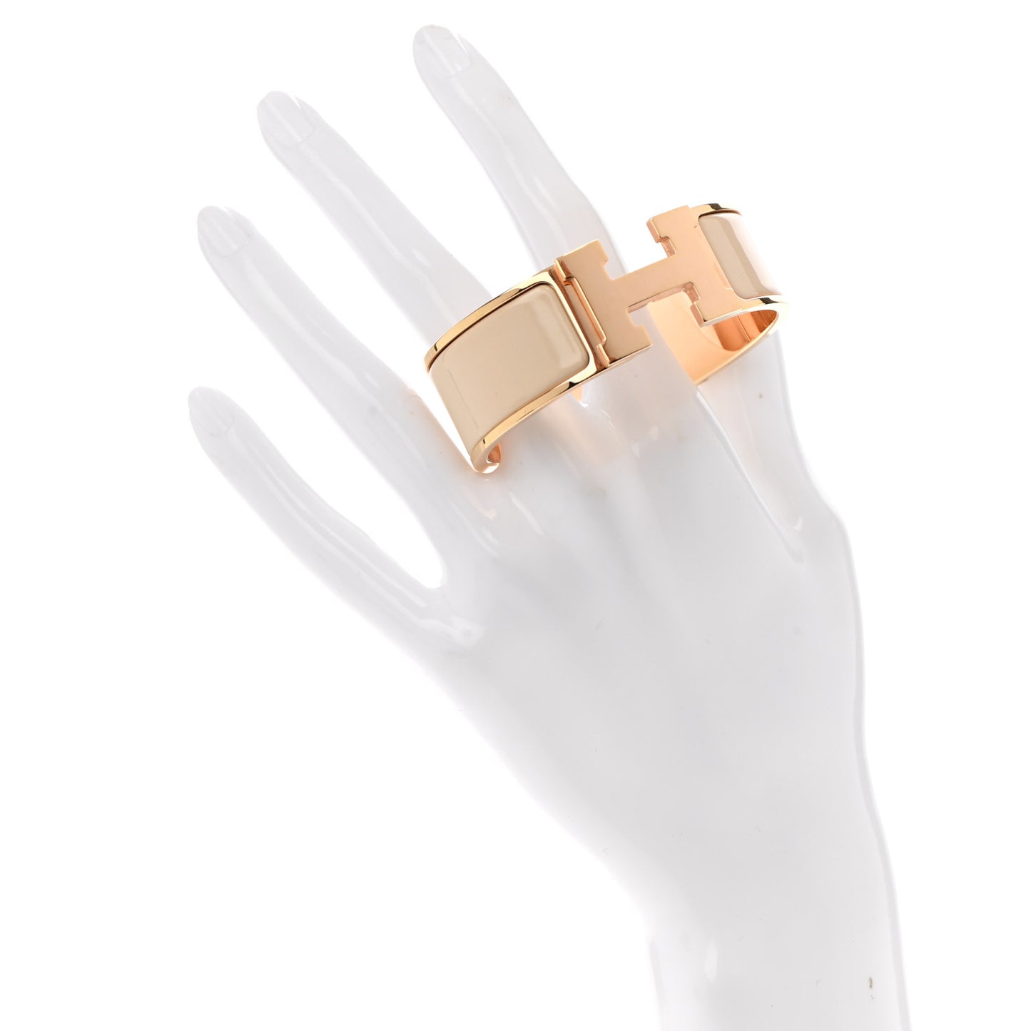 Enamel Wide Clic Clac H Bracelet PM Beige Nacre