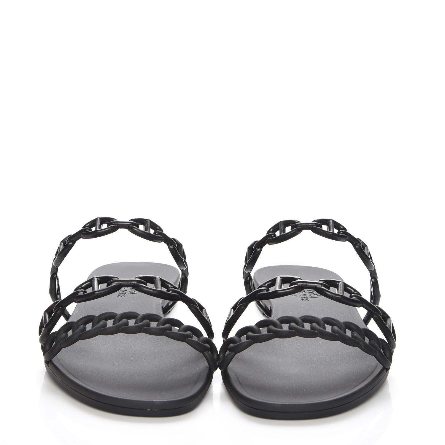 Hermes Rubber Chaine d'Ancre Rivage Sandals 37 Black 2 of 9
