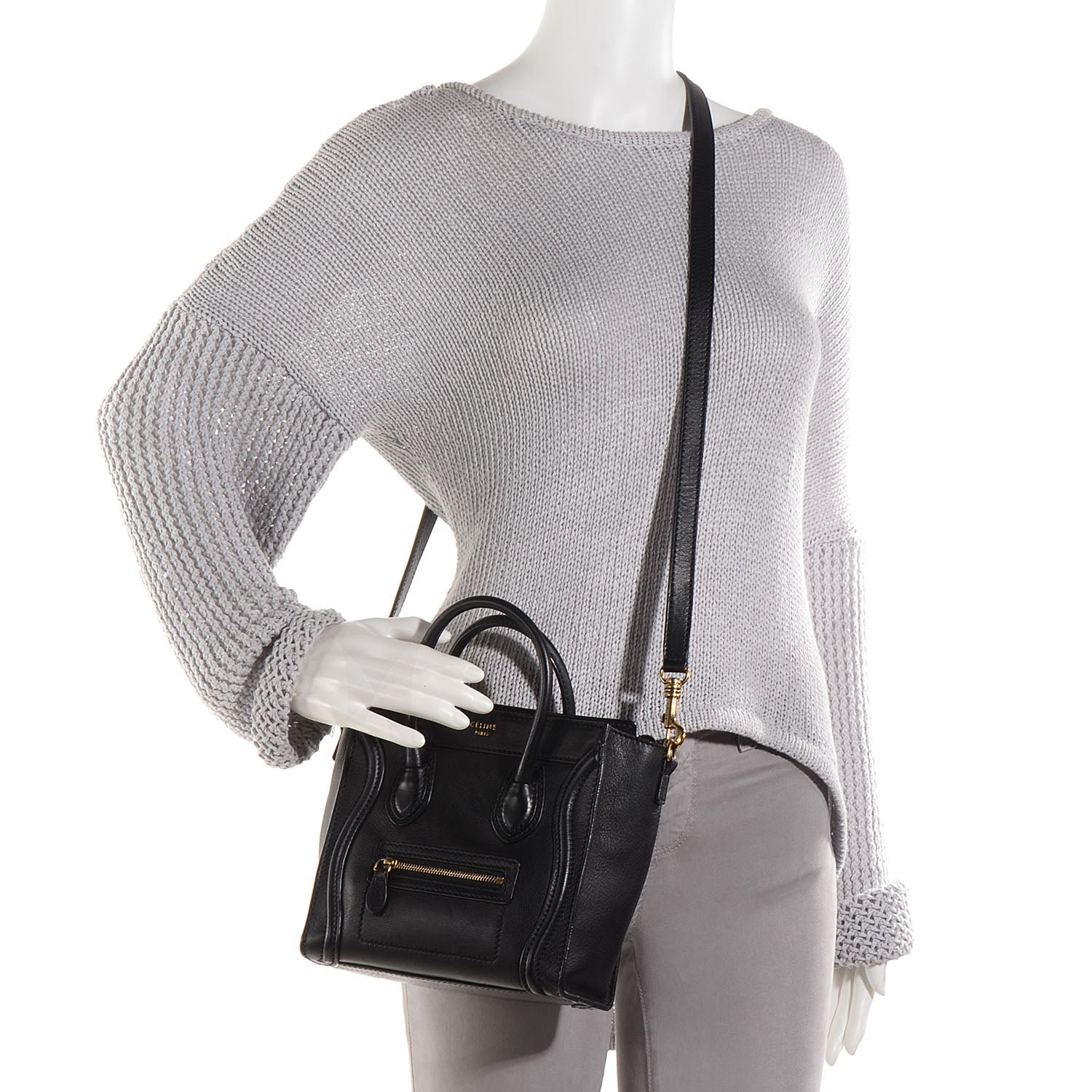 Celine Smooth Calfskin Nano Luggage Black 2 of 9