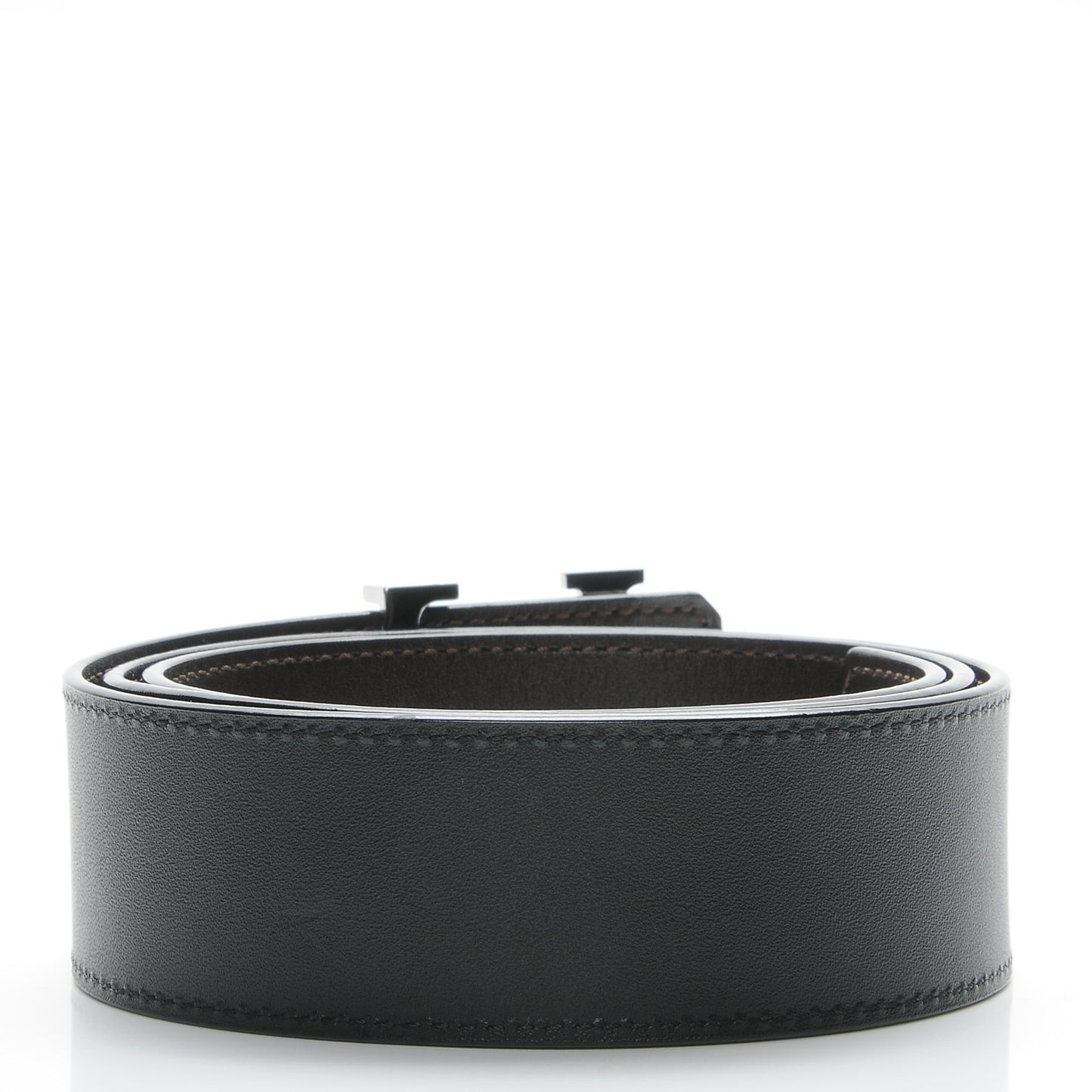 Calfskin 40mm LV Initiales Reversible Belt 85 34 Dark Brown Black
