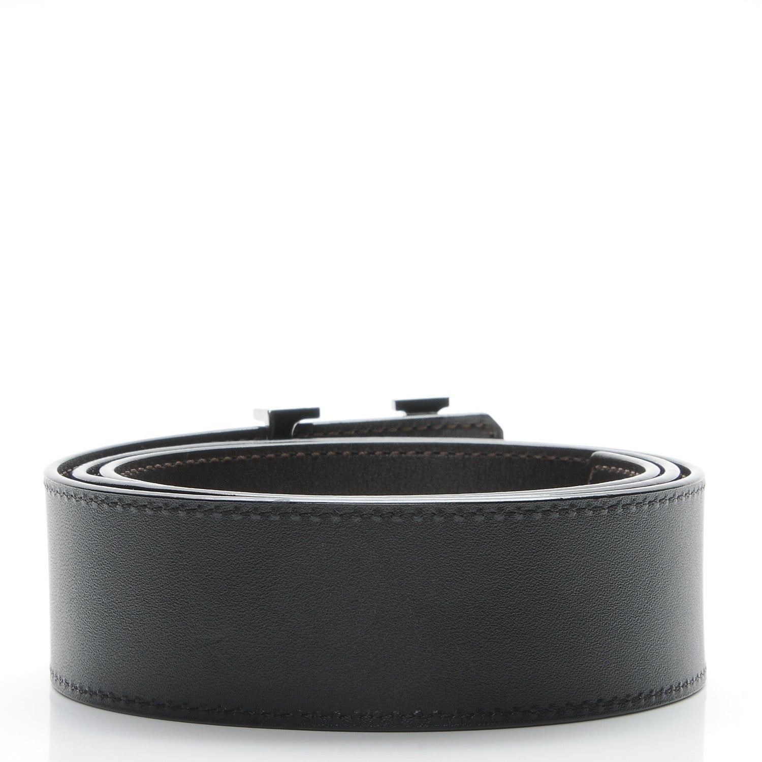 Louis Vuitton Calfskin 40mm LV Initiales Reversible Belt 85 34 Dark Brown Black 3 of 6
