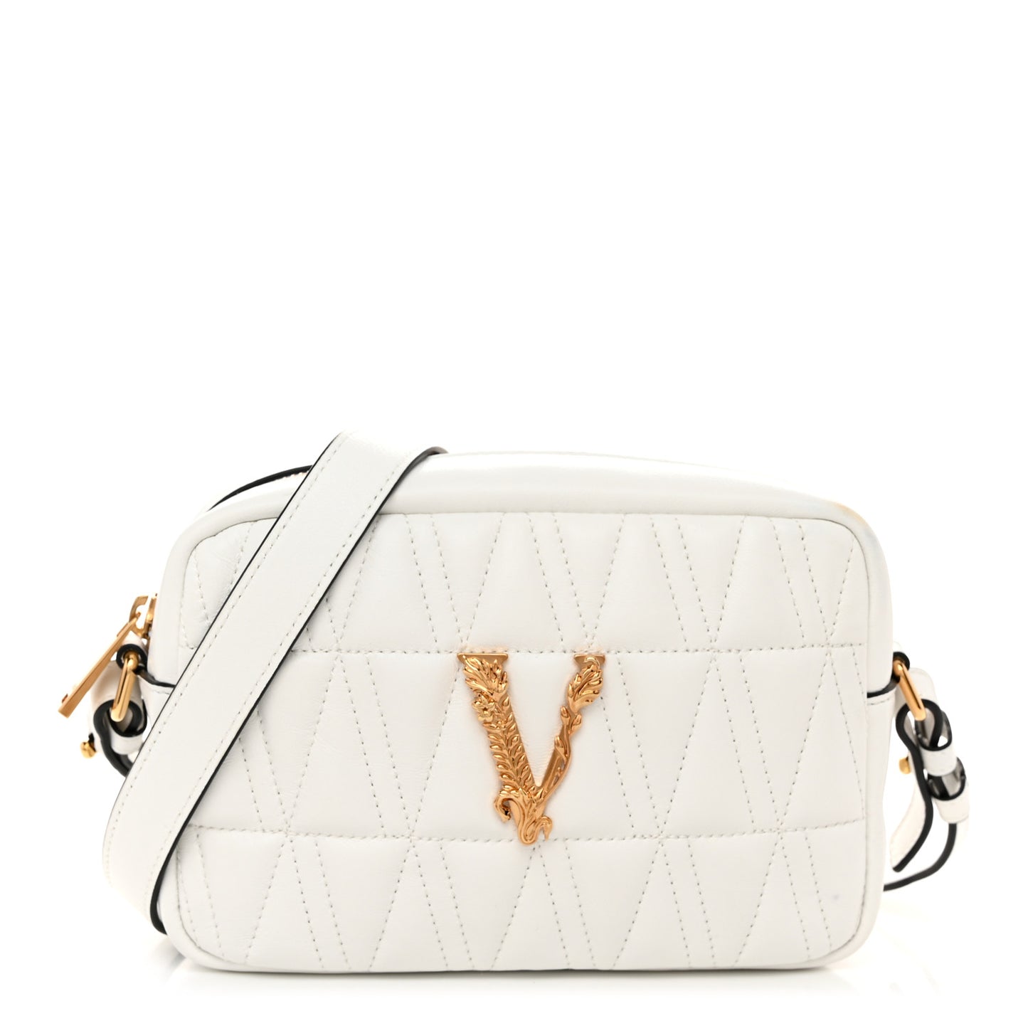 Nappa Quilted Virtus Shoulder Bag White