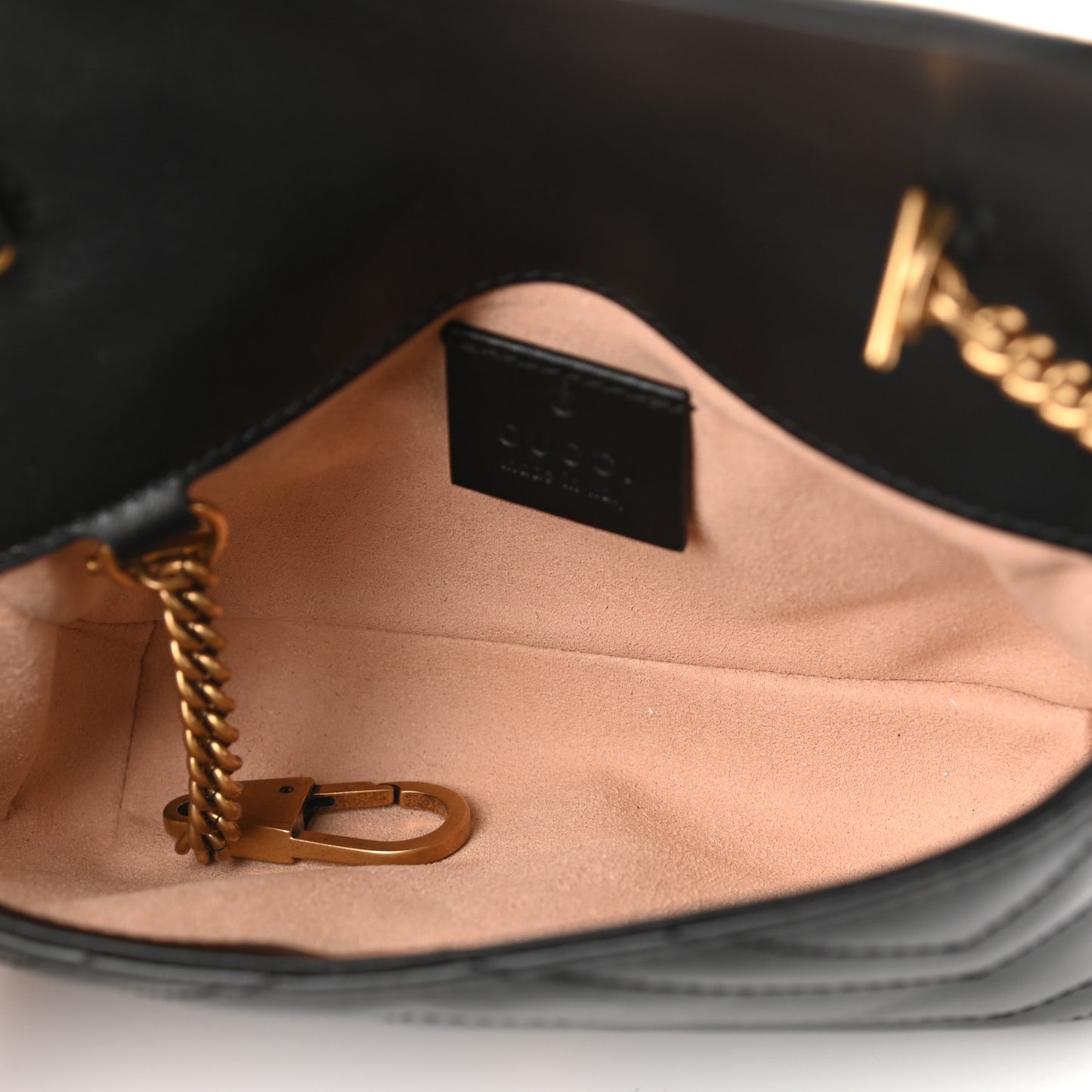Calfskin Matelasse Super Mini GG Marmont Shoulder Bag Black