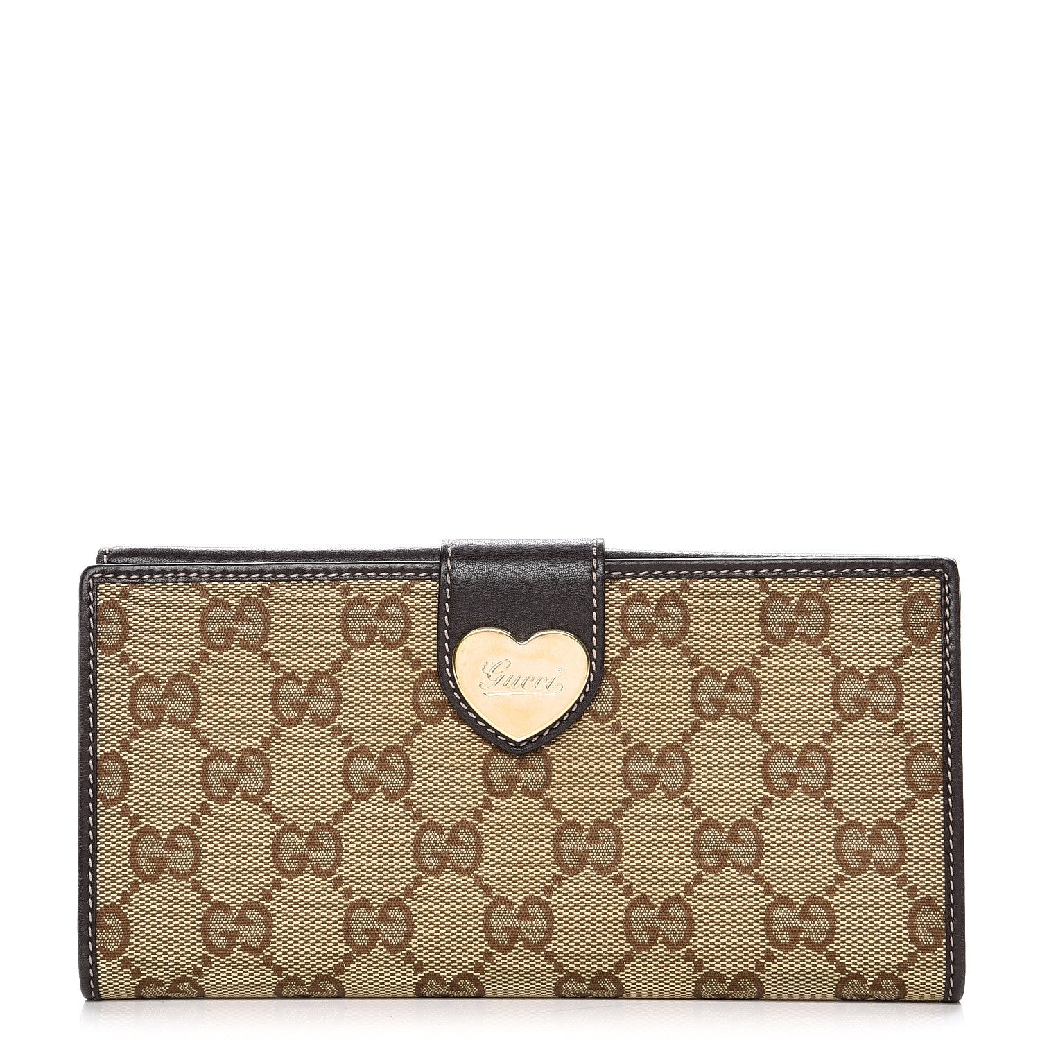 Gucci Monogram Heart Continental Wallet Dark Brown 1 of 7
