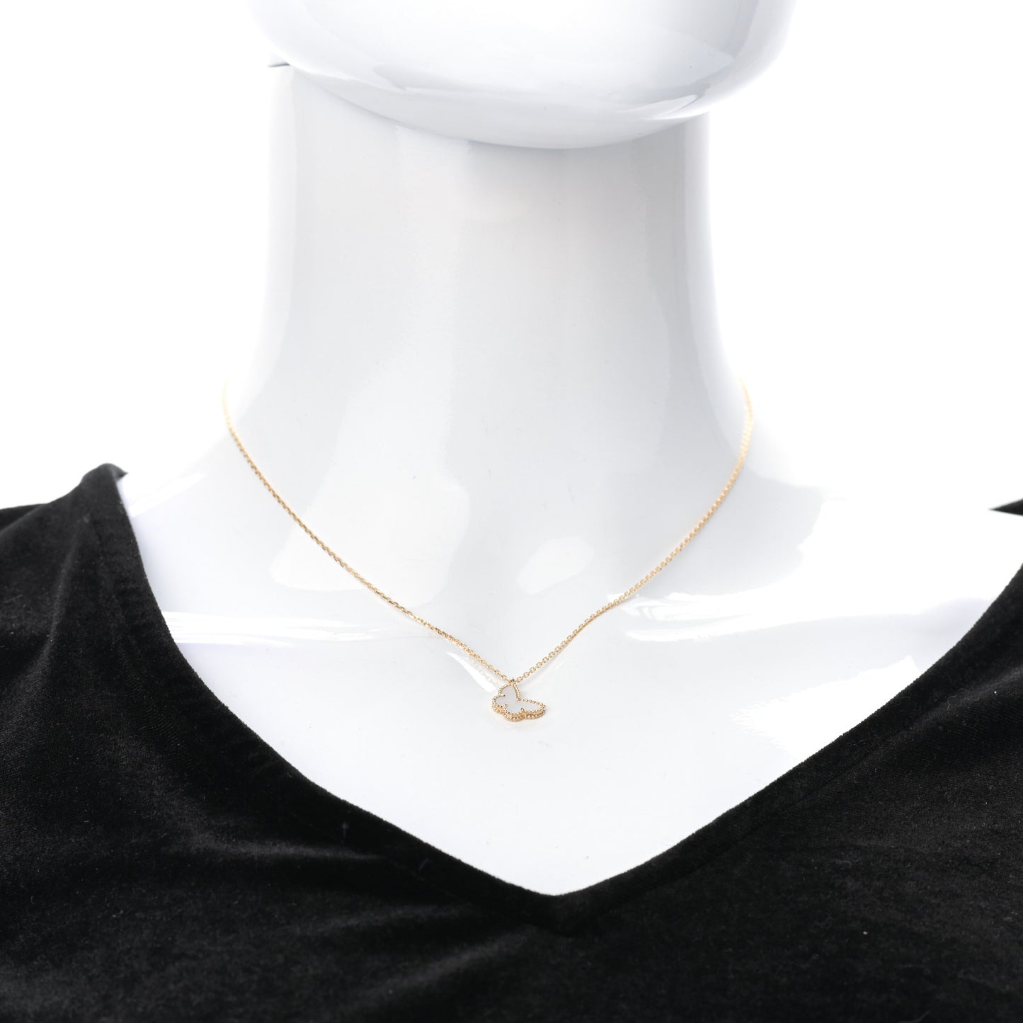 18K Yellow Gold Mother of Pearl Sweet Alhambra Butterfly Pendant Necklace