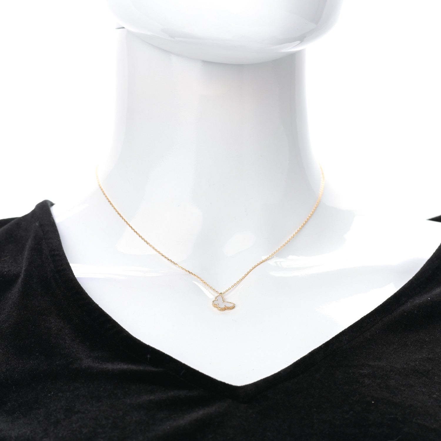 Van Cleef & Arpels 18K Yellow Gold Mother of Pearl Sweet Alhambra Butterfly Pendant Necklace 2 of 7