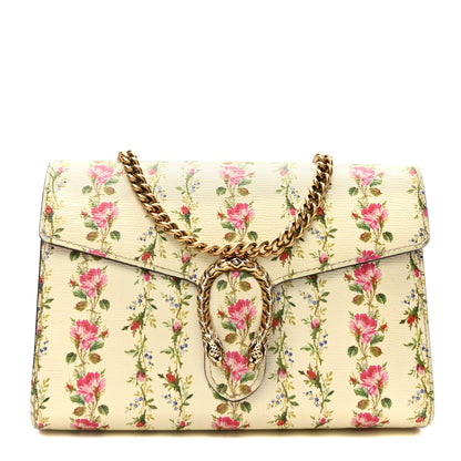 Gucci Calfskin Floral Print Mini Dionysus Chain Wallet Ivory Pink 1 of 9
