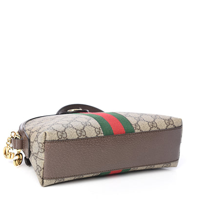Gucci GG Supreme Monogram Textured Dollar Calfskin Web Small Ophidia Dome Shoulder Bag Beige Ebony New Acero 3 of 9
