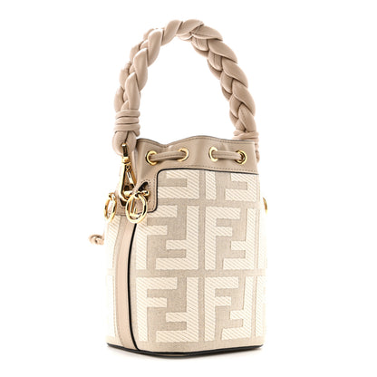 Fendi Canvas Nappa F is Fendi FF Embroidered Mini Mon Tresor Bucket Bag White Nuvola 3 of 11