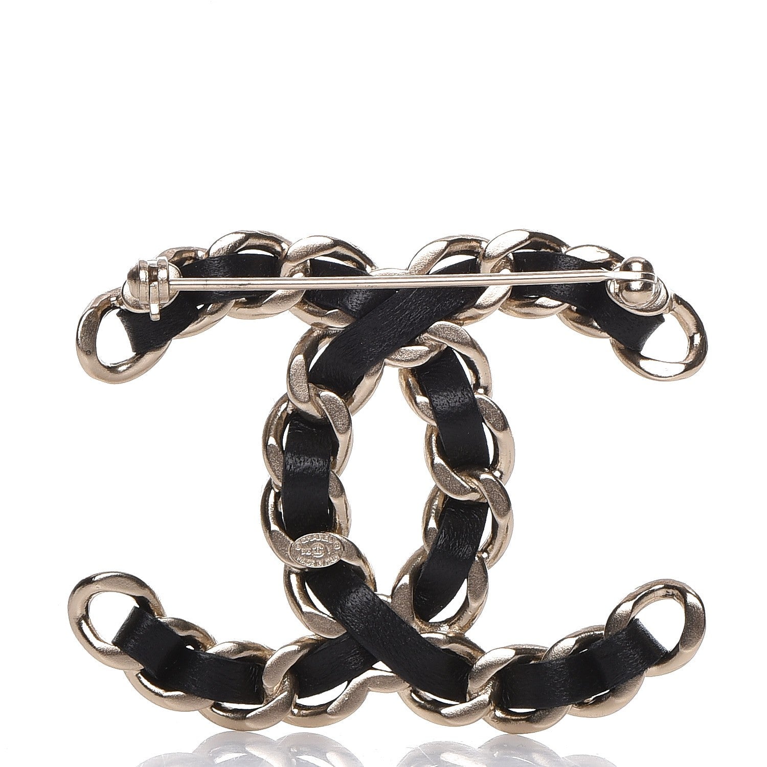 Chanel Lambskin Chain CC Brooch Black Gold 3 of 5