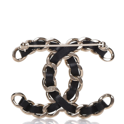 Chanel Lambskin Chain CC Brooch Black Gold 3 of 5