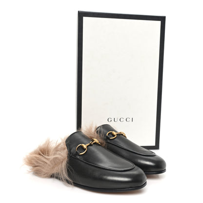 Gucci Calfskin Fur Womens Princetown Slippers 35 Black 8 of 8