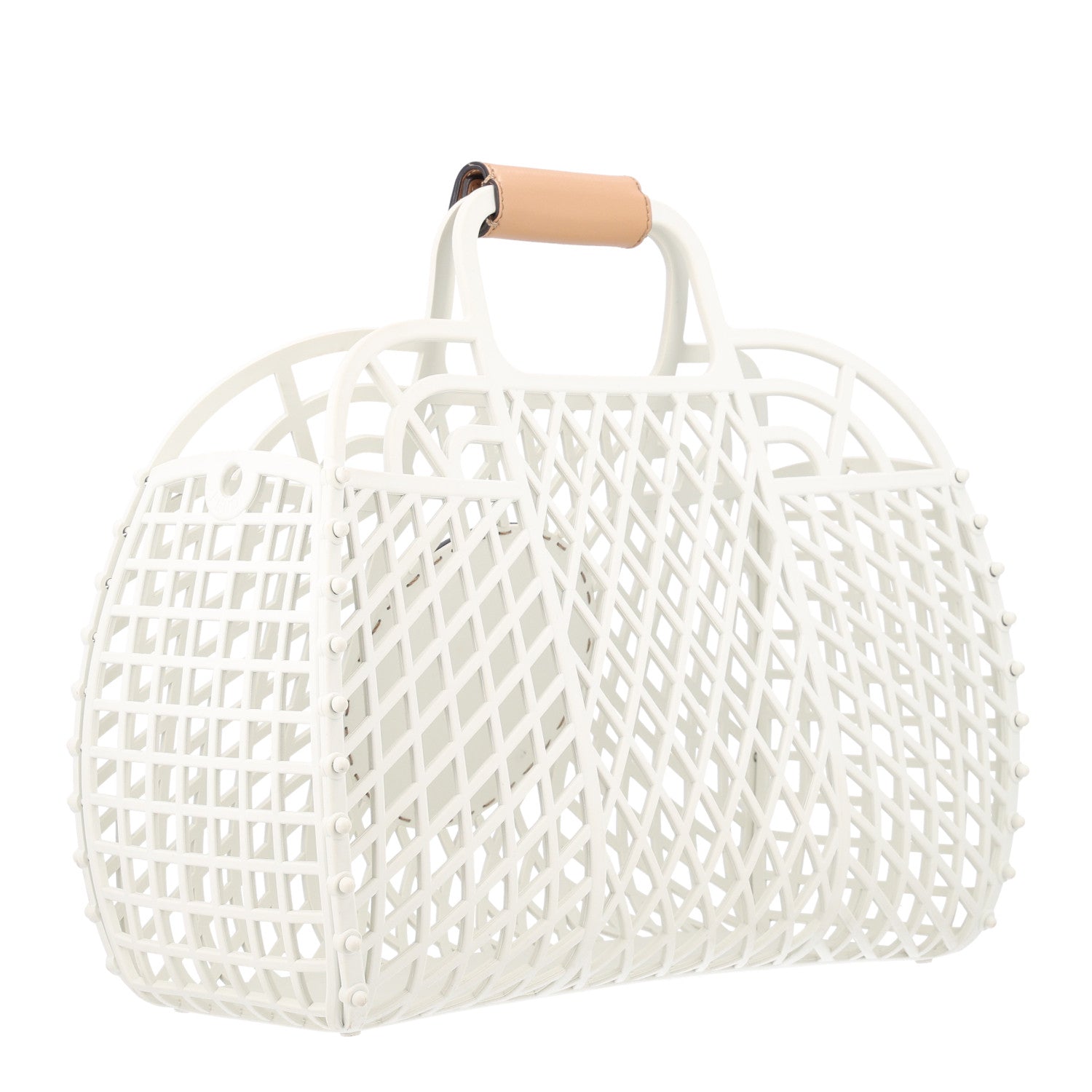 Fendi Recycled Plastic Vitello Liberty Matte Medium Fendi Basket White Ice Miele Scuro 3 of 10