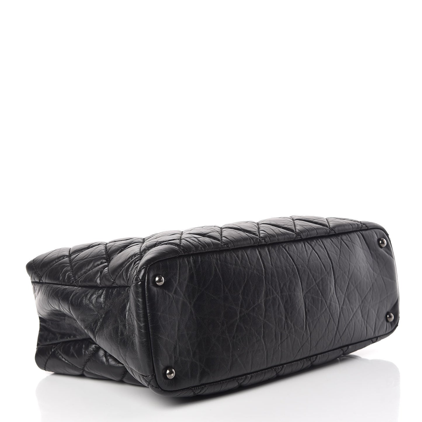 Aged Calfskin Quilted Tweed Portobello Tote Black
